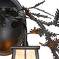 Meyda Lighting Pine Branch 17" 2-Light Black Satin Wrought Iron Valley View Wall Sconce With Amber Mica Shade Glass