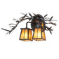 Meyda Lighting Pine Branch 17" 2-Light Black Satin Wrought Iron Valley View Wall Sconce With Amber Mica Shade Glass