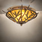 Meyda Lighting Pine Branch 20" 2-Light Dark Burnished Antique Copper Flush Mount LIght With Amber Mica Shade Glass