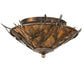 Meyda Lighting Pine Branch 20" 2-Light Dark Burnished Antique Copper Flush Mount LIght With Amber Mica Shade Glass