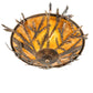Meyda Lighting Pine Branch 20" 2-Light Dark Burnished Antique Copper Flush Mount LIght With Amber Mica Shade Glass