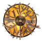 Meyda Lighting Pine Branch 20" 2-Light Dark Burnished Antique Copper Flush Mount LIght With Amber Mica Shade Glass