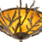 Meyda Lighting Pine Branch 20" 2-Light Dark Burnished Antique Copper Flush Mount LIght With Amber Mica Shade Glass