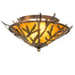 Meyda Lighting Pine Branch 20" 2-Light Dark Burnished Antique Copper Flush Mount LIght With Amber Mica Shade Glass