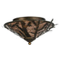 Meyda Lighting Pine Branch 20" 2-Light Light Burnished Antique Copper Flush Mount Light With Silver Mica Shade Glass