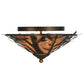 Meyda Lighting Pine Branch 20" 2-Light Light Burnished Antique Copper Flush Mount Light With Silver Mica Shade Glass