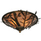 Meyda Lighting Pine Branch 20" 2-Light Light Burnished Antique Copper Flush Mount Light With Silver Mica Shade Glass