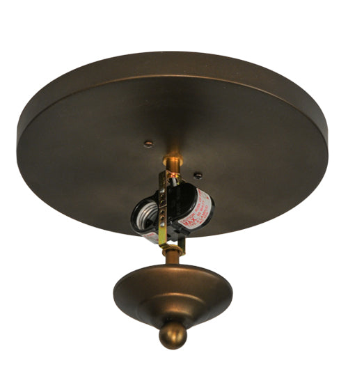 Meyda Lighting Pine Branch 20" 2-Light Light Burnished Antique Copper Flush Mount Light With Silver Mica Shade Glass