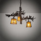 Meyda Lighting Pine Branch 24" 3-Light Cafe Noir Valley View Chandelier With Honey Art Shade Glass