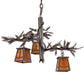 Meyda Lighting Pine Branch 24" 3-Light Cafe Noir Valley View Chandelier With Honey Art Shade Glass