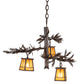 Meyda Lighting Pine Branch 24" 3-Light Cafe Noir Valley View Chandelier With Honey Art Shade Glass