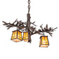 Meyda Lighting Pine Branch 24" 3-Light Cafe Noir Valley View Chandelier With Honey Art Shade Glass