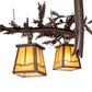 Meyda Lighting Pine Branch 24" 3-Light Cafe Noir Valley View Chandelier With Honey Art Shade Glass