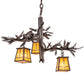 Meyda Lighting Pine Branch 24" 3-Light Cafe Noir Valley View Chandelier With Honey Art Shade Glass