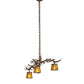 Meyda Lighting Pine Branch 24" 3-Light Dark Burnished Antique Copper Valley View Chandelier With Amber Mica Shade Glass