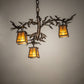 Meyda Lighting Pine Branch 24" 3-Light Dark Burnished Antique Copper Valley View Chandelier With Amber Mica Shade Glass