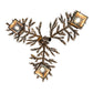 Meyda Lighting Pine Branch 24" 3-Light Dark Burnished Antique Copper Valley View Chandelier With Amber Mica Shade Glass