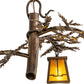 Meyda Lighting Pine Branch 24" 3-Light Dark Burnished Antique Copper Valley View Chandelier With Amber Mica Shade Glass