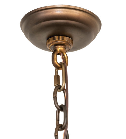 Meyda Lighting Pine Branch 24" 3-Light Dark Burnished Antique Copper Valley View Chandelier With Amber Mica Shade Glass
