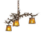 Meyda Lighting Pine Branch 24" 3-Light Dark Burnished Antique Copper Valley View Chandelier With Amber Mica Shade Glass