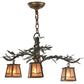 Meyda Lighting Pine Branch 24" 3-Light Light Burnished Antique Copper Valley View Chandelier With Silver Mica Shade Glass
