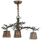 Meyda Lighting Pine Branch 24" 3-Light Light Burnished Antique Copper Valley View Chandelier With Silver Mica Shade Glass