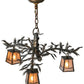 Meyda Lighting Pine Branch 24" 3-Light Light Burnished Antique Copper Valley View Chandelier With Silver Mica Shade Glass