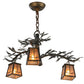 Meyda Lighting Pine Branch 24" 3-Light Light Burnished Antique Copper Valley View Chandelier With Silver Mica Shade Glass
