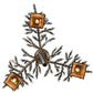 Meyda Lighting Pine Branch 24" 3-Light Light Burnished Antique Copper Valley View Chandelier With Silver Mica Shade Glass