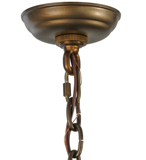 Meyda Lighting Pine Branch 24" 3-Light Light Burnished Antique Copper Valley View Chandelier With Silver Mica Shade Glass