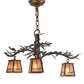 Meyda Lighting Pine Branch 24" 3-Light Light Burnished Antique Copper Valley View Chandelier With Silver Mica Shade Glass