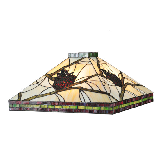Meyda Lighting Pine Branch 24" Mission Multi-Colored Stained Shade Glass