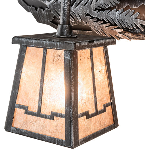 Meyda Lighting Pine Branch 25" 2-Light Antique Iron Gate Valley View Vanity Light With Silver Mica Shade Glass