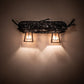 Meyda Lighting Pine Branch 25" 2-Light Antique Iron Gate Valley View Vanity Light With Silver Mica Shade Glass