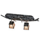 Meyda Lighting Pine Branch 25" 2-Light Antique Iron Gate Valley View Vanity Light With Silver Mica Shade Glass