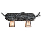 Meyda Lighting Pine Branch 25" 2-Light Antique Iron Gate Valley View Vanity Light With Silver Mica Shade Glass