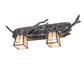 Meyda Lighting Pine Branch 25" 2-Light Antique Iron Gate Valley View Vanity Light With Silver Mica Shade Glass