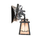 Meyda Lighting Pine Branch 25" 2-Light Antique Iron Gate Valley View Vanity Light With Silver Mica Shade Glass