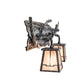 Meyda Lighting Pine Branch 25" 2-Light Antique Iron Gate Valley View Vanity Light With Silver Mica Shade Glass