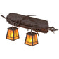 Meyda Lighting Pine Branch 25" 2-Light Cafe Noir Valley View Wall Sconce With Honey Art Shade Glass