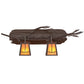 Meyda Lighting Pine Branch 25" 2-Light Cafe Noir Valley View Wall Sconce With Honey Art Shade Glass