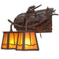 Meyda Lighting Pine Branch 25" 2-Light Cafe Noir Valley View Wall Sconce With Honey Art Shade Glass