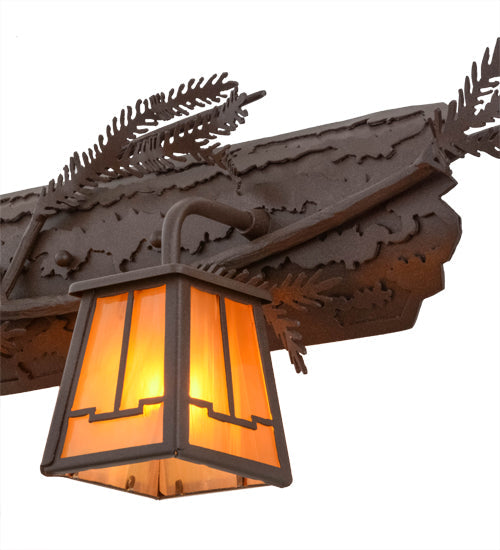 Meyda Lighting Pine Branch 25" 2-Light Cafe Noir Valley View Wall Sconce With Honey Art Shade Glass
