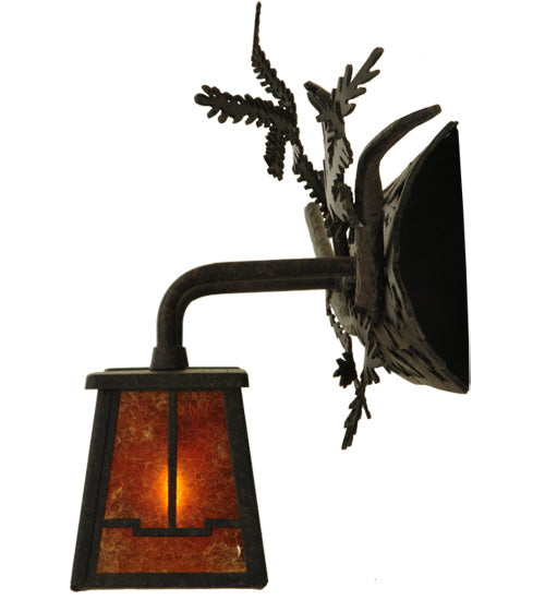 Meyda Lighting Pine Branch 25" 2-Light Coffee Bean Valley View Vanity Light With Amber Mica Shade Glass