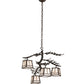 Meyda Lighting Pine Branch 26" 4-Light Oil Rubbed Bronze Valley View Chandelier With Slate Gray Shade Glass