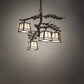 Meyda Lighting Pine Branch 26" 4-Light Oil Rubbed Bronze Valley View Chandelier With Slate Gray Shade Glass