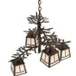 Meyda Lighting Pine Branch 26" 4-Light Oil Rubbed Bronze Valley View Chandelier With Slate Gray Shade Glass