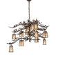 Meyda Lighting Pine Branch 262112 52" 12-Light Mahogany Bronze Valley View Chandelier With Silver Mica Shade Glass