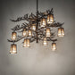 Meyda Lighting Pine Branch 262112 52" 12-Light Mahogany Bronze Valley View Chandelier With Silver Mica Shade Glass
