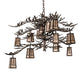 Meyda Lighting Pine Branch 262112 52" 12-Light Mahogany Bronze Valley View Chandelier With Silver Mica Shade Glass
